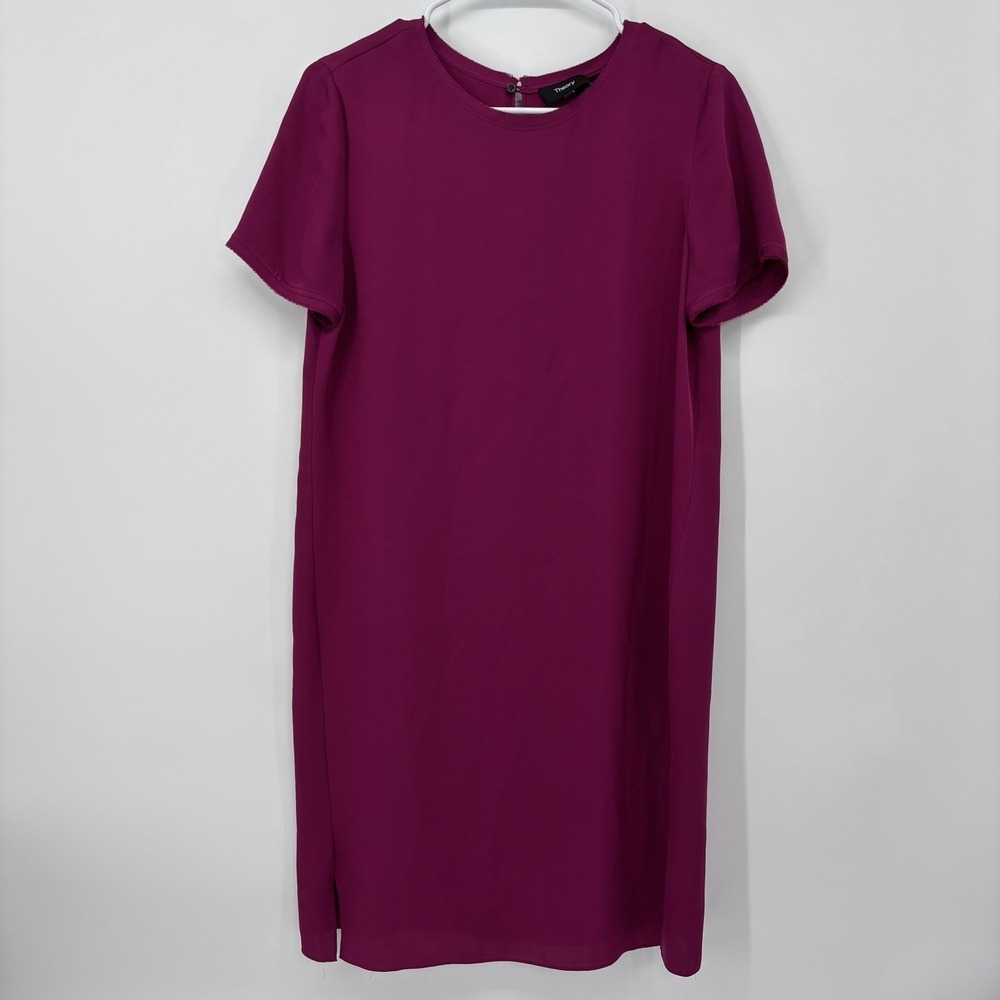 Theory 100% Silk Tβ Shirt Dress Plum Pink Women's Medium Mini Flowy Colorful